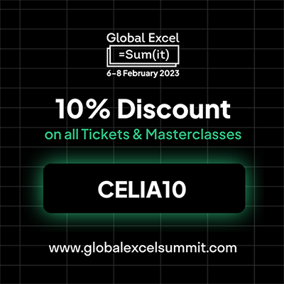 Global Excel Sumit 2023 - Celia Alves Coupon code